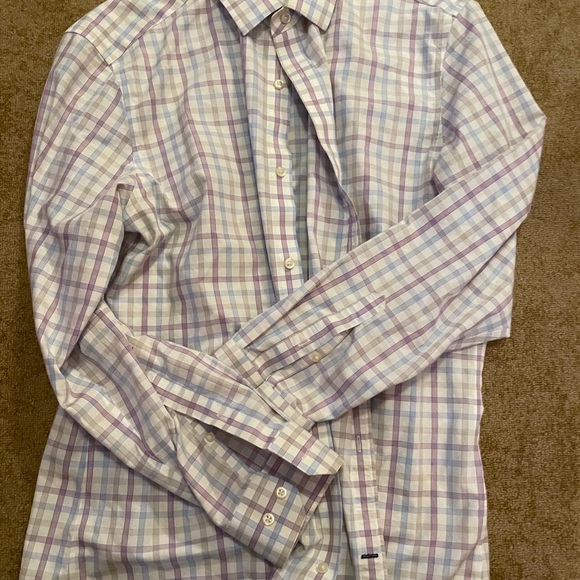 Banana Republic Men's Purple Plaid Shirt 16.5 34/35 - Picture 4 of 7